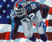 NFL Painting by Edgar J. Brown of New York Giants Michael Strahan